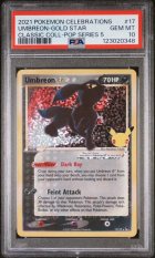 2021 POKEMON CELEBRATIONS CLASSIC COLLECTION #17 UMBREON-GOLD STAR CLASSIC COLL-POP SERIES 5 PSA 10