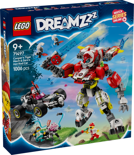 LEGO® DREAMZzz™ 71497 Cooper tigrisrobotja és Zero hot rod autója