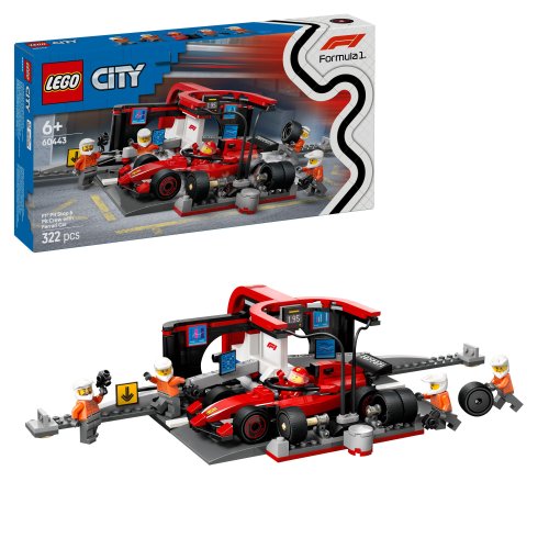 LEGO® City 60443 F1® Boxenstopp mit Boxencrew und Ferrari Flitzer