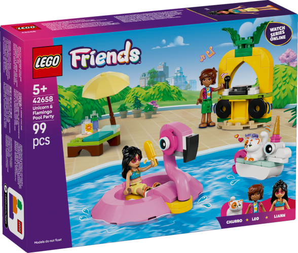 LEGO Friends 42658 Zábava u bazénu s jednorožcem a plameňákem