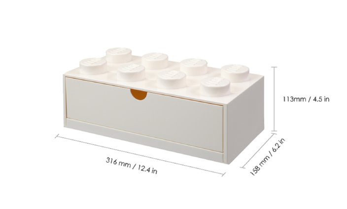 LEGO® asztali doboz 8 fiókkal - fehér