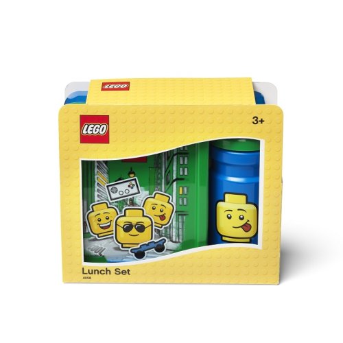 LEGO® ICONIC Boy snack set (garrafa e caixa) - azul/verde
