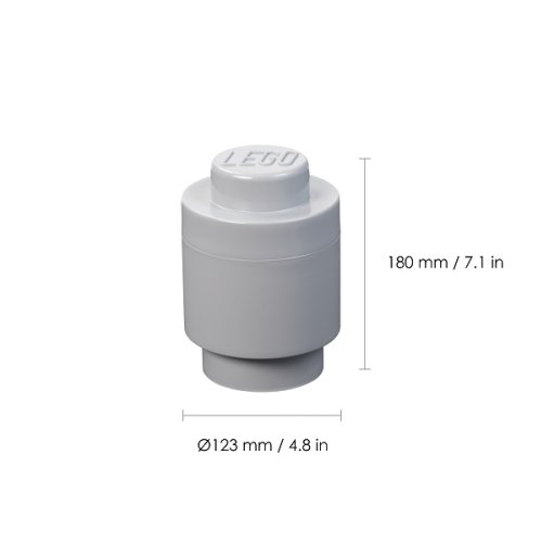 LEGO® Caixa de arrumação redonda 123 x 183 mm - cinzento