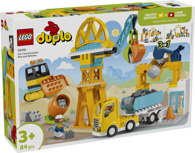 LEGO® DUPLO Town 10476 Baustelle mit Baufahrzeugen – 3-in-1-Set