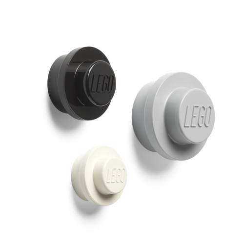 LEGO® appendiabiti da parete, 3 pezzi - bianco, nero, grigio