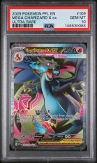 2025 POKEMON PFL EN-PHANTASMAL FLAMES #109 MEGA CHARIZARD X ex ULTRA RARE PSA 10