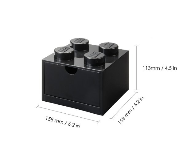 LEGO® asztali doboz 4 fiókkal - fekete