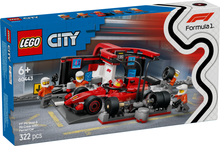 LEGO® City 60443 F1® Boxenstopp mit Boxencrew und Ferrari Flitzer