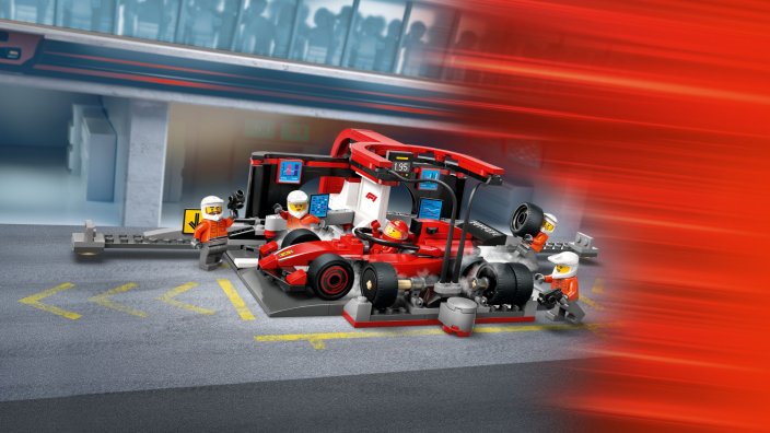 LEGO® City 60443 F1® Boxenstopp mit Boxencrew und Ferrari Flitzer