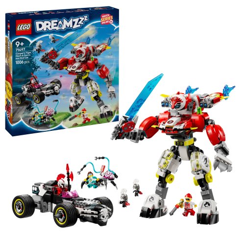LEGO® DREAMZzz™ 71497 Cooper tigrisrobotja és Zero hot rod autója