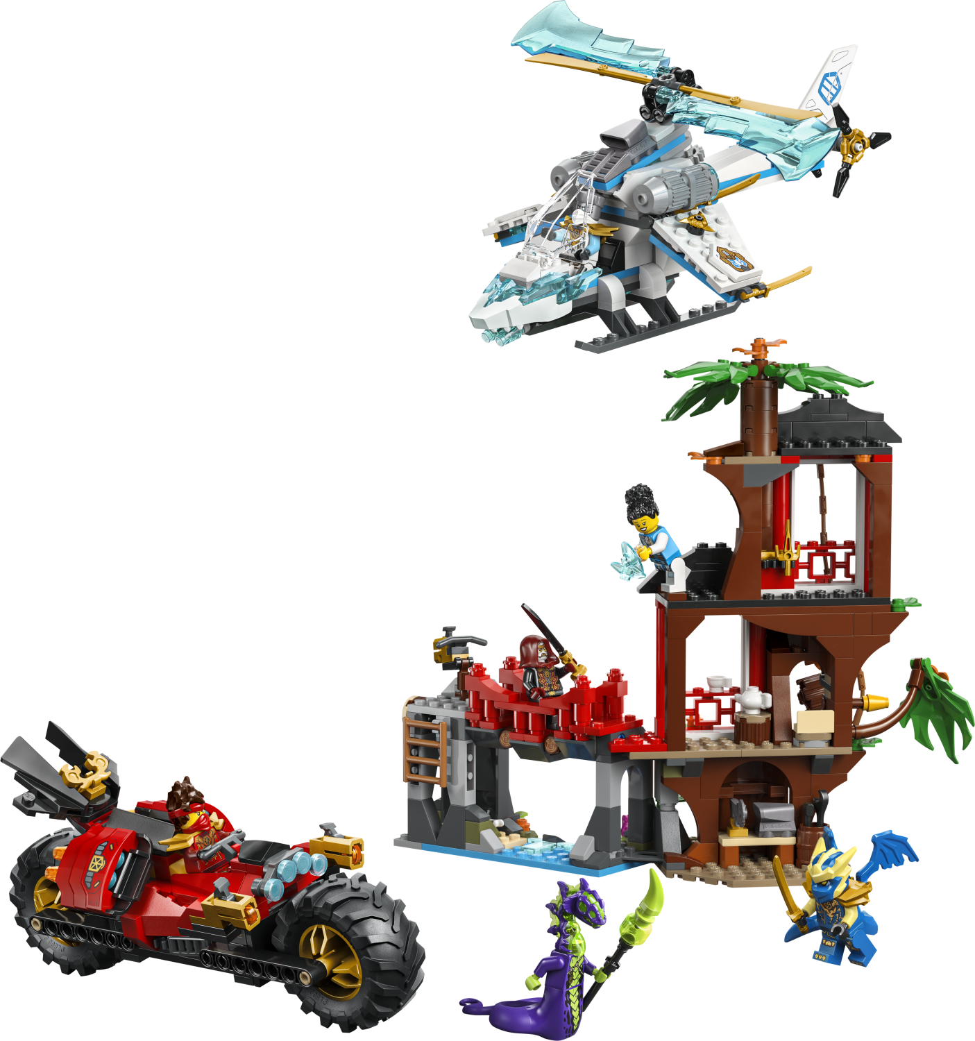 フルーガー LEGO® NINJAGO® 71857 Luptă la casa din copac cu vehicule ninja