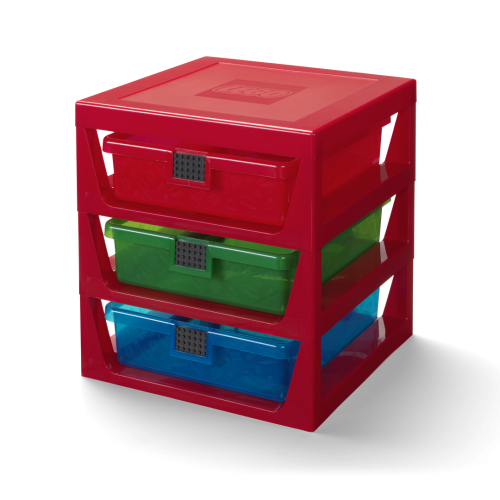 LEGO® Organizer mit drei Schubladen - Rot