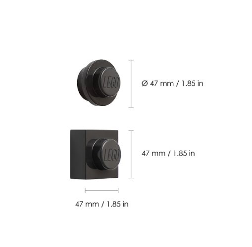 LEGO® Aimants, lot de 2 - noir