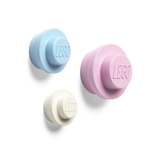 LEGO® appendiabiti da parete, 3 pezzi - bianco, azzurro, rosa