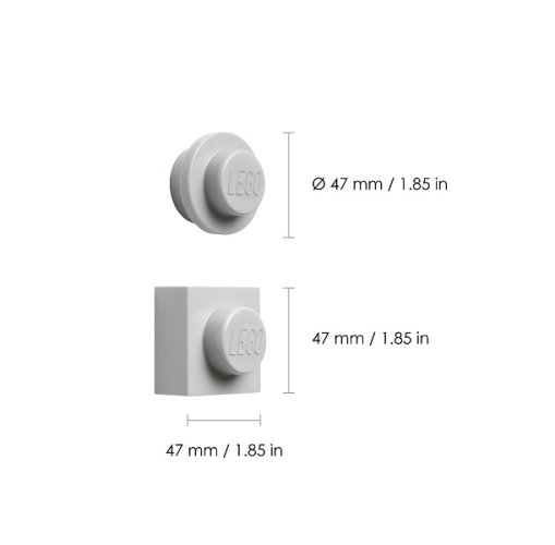 LEGO®-Magnete, 2er-Set - grau