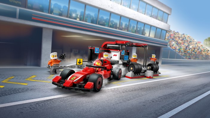LEGO® City 60443 F1® Boxenstopp mit Boxencrew und Ferrari Flitzer