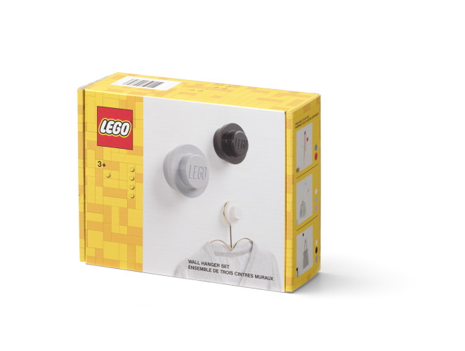 LEGO® appendiabiti da parete, 3 pezzi - bianco, nero, grigio