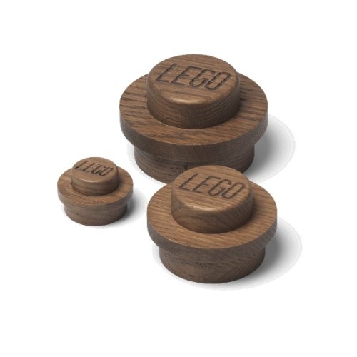 LEGO® appendiabiti da parete in legno, 3 pezzi (rovere - tinto scuro)