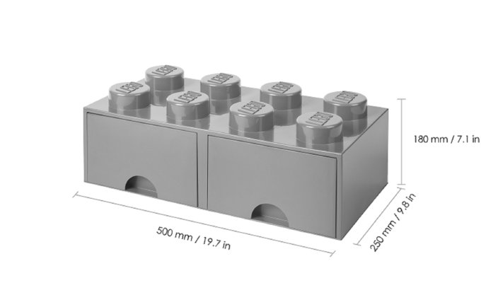 LEGO® Boîte de rangement 8 avec tiroirs - gris