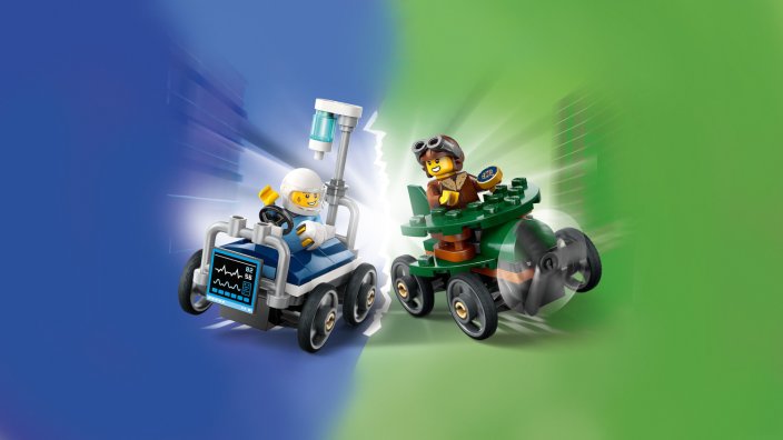 LEGO® City 60459 Pack de bolides de course : avion contre lit d'hôpital