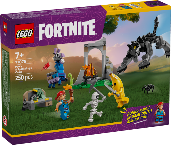 LEGO® Fortnite 77075 Acampamento de Peely e Sparkplug
