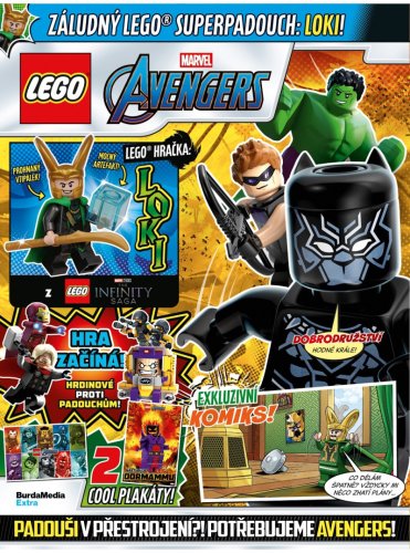 KOMIKS LEGO® MARVEL AVENGERS 02/2025 - Minifigurka LOKI + SBĚRATELSKÉ HRACÍ KARTY